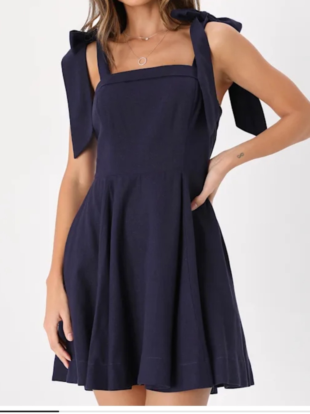 Lulus Flirtatious Looks Navy Blue Tie-Strap Mini Dress women’s S NWT